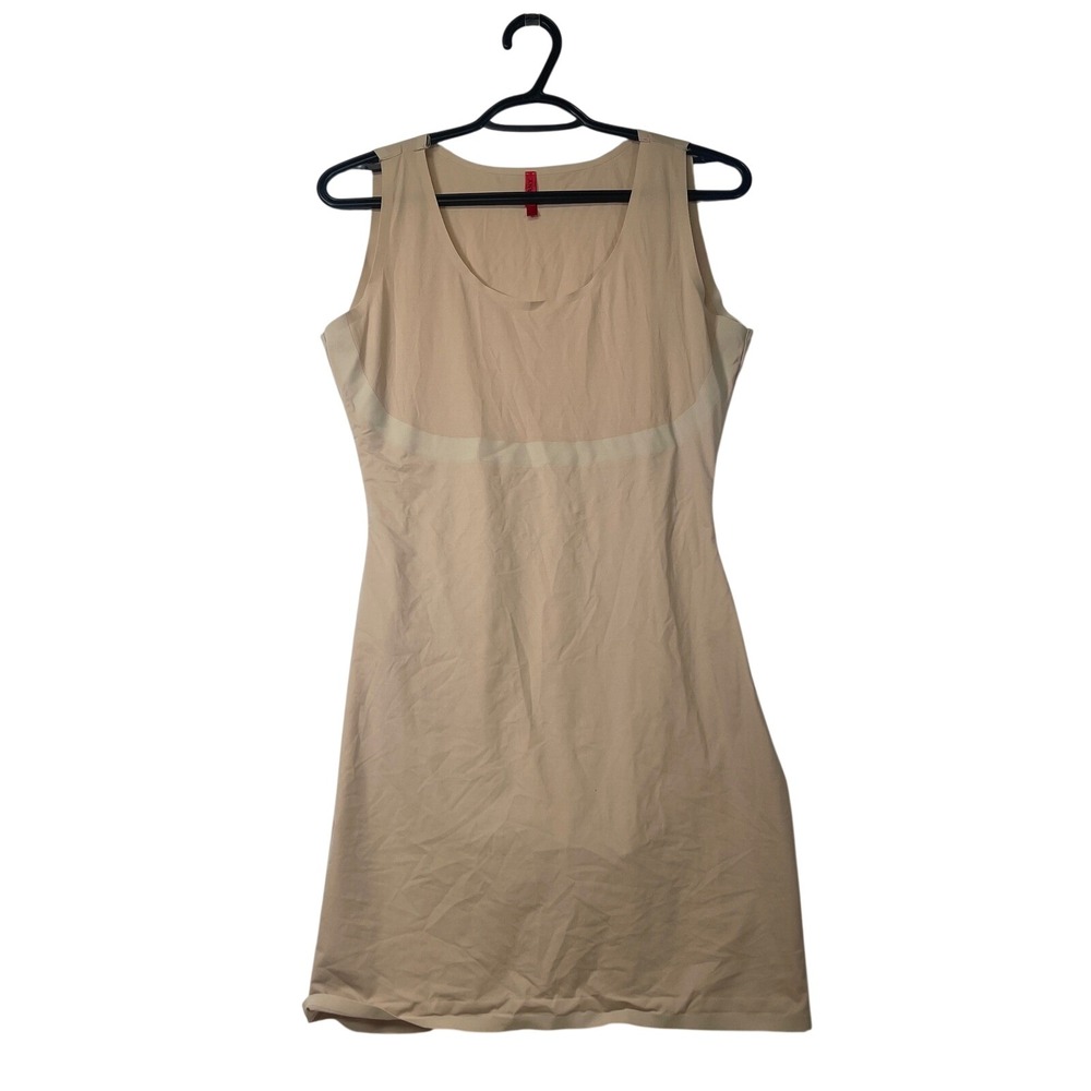 Spanx Women's Dress Tank Sleeveless Beige Bodycon Casual‎ Fitted Comfort L